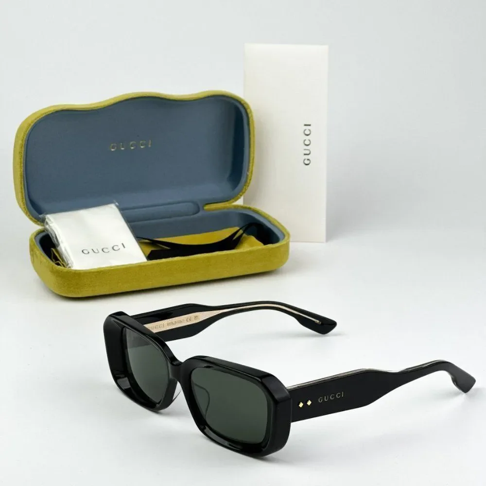 NEW Gucci GG1531SK 001 Black Grey Unisex Rectangle Sunglasses GG 1531SK - Picture 11 of 12